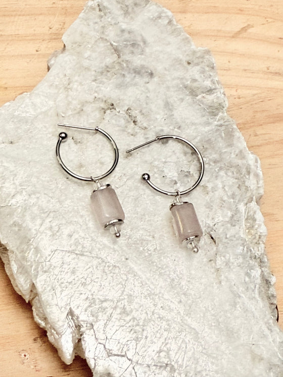 Pendientes cuarzo rosa